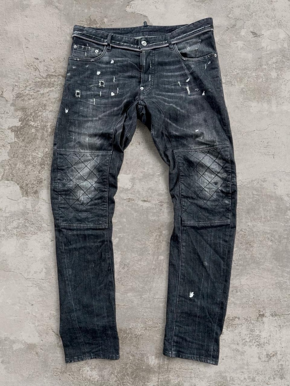 DSQUARED2 Tidy Moto Biker Denim  Black Men’s 34